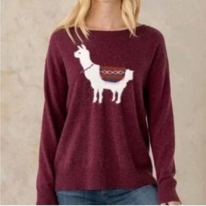 Sundance Laid Back Llama Sweater Wool Blend Burgundy Pullover Sz L